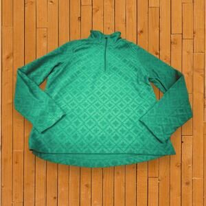 Lands' End Green Clover Diamond Teddy Mock Neck Quarter-Zip Size M